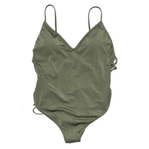NWT Abercrombie Original Cheeky lace up tie sides one piece swimsuit size XL NEW